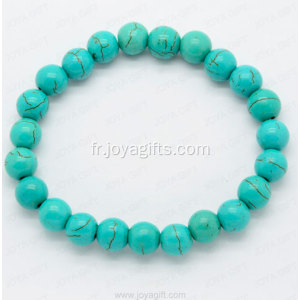 Bracelet de perles rondes turquoise 8MM